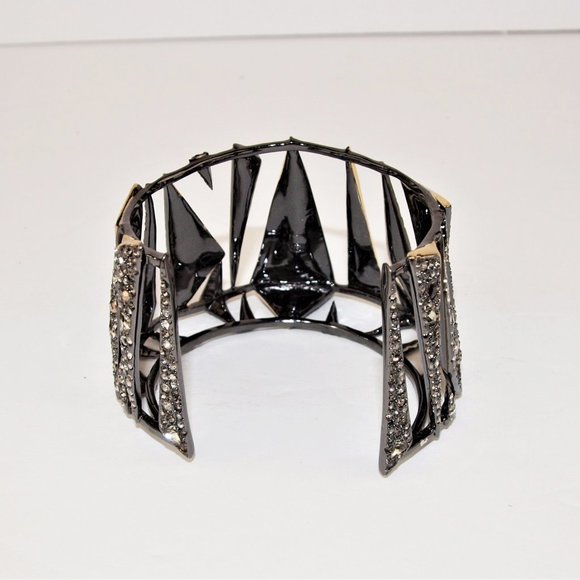 Two-tone Crystal Encrusted Origami Cuff Bangle - Picture 5 of 6